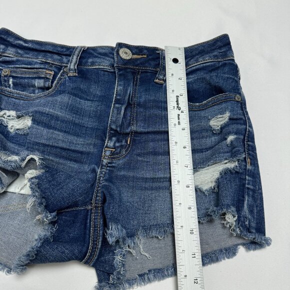 American Eagle High Rise Distressed Denim Shortie Cutoff Shorts Women’s 6 - Picture 7 of 13